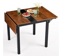 HAUSPROFI Mesa de comedor extensible, 130 x 75 x 70 cm, mesa de comedor con espacio de almacenamiento, L-110-130 cm, mesa multifuncional de hierro que ahorra espacio para comedor y cocina (marrón