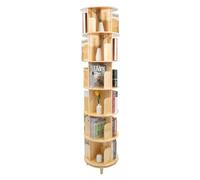 HauTour Estantería giratoria para niños, de madera maciza, 6 niveles, giratoria 360°, estable y duradera, capacidad de carga de 50 kg por nivel para habitación infantil, salón, sala de juegos