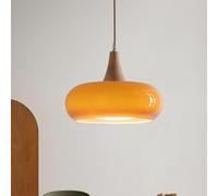 HAvern Lámpara Colgante, decoración de 30 cm, lámparas Colgantes Modernas de Mediados de Siglo, lámpara Colgante de Techo de Vidrio Naranja, iluminación de Tambor de Vidrio de Leche Blanc