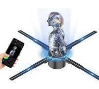 HAVisikr Ventilador de holograma 3D, ventilador holográfico de 2000 x 1080 PX, resolución de 576 cuentas LED HD, proyector de publicidad de video holográfico, compatible con aplicación + audio