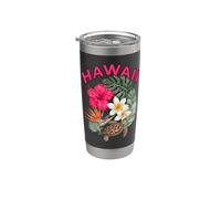 HAWAII con HIBISCUS Y HONU TURTLE Vaso térmico de acero inoxidable de doble pared