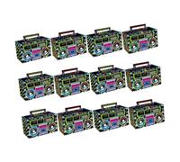 HAWILLOSCH Cajas de Obsequio de Papel Retro 80’s Set 12 Unidades Caja para Dulces y Galletas Diseño Cassette para Fiestas y Recuerdos Vintage Temática Años 80