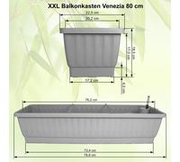 Hawita XXL Macetero Venezia Rectangular con Riego y Indicador Nivel, 60-100 cm