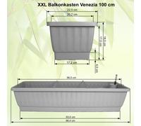 Hawita XXL Macetero Venezia Rectangular con Riego y Indicador Nivel, 60-100 cm