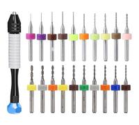 HAXIHA 20PCS Mini Taladro de Mano,PCB Drill Bits Set 0,1mm a 1,0mm e 1,1mm a 2,0mm Micro Brocas Taladro Drill Herramientas Giratorias para madera joyería y plástico Grabado y Bricolaje