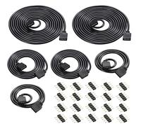 HAXIHA 6pcs Cable Alargador Tira LED,RGB LED Strip Extension Cable,4 Pines Cable Extensión Cinta,Conectores adecuados para tiras LED RGB,Negro 1m/2m/3m