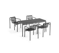 HAY Conjunto de comedor Palissade 4 sillas con reposabrazos 170x90 cm - Anthracite