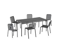 HAY Conjunto de comedor Palissade 6 sillas 170x90 cm. anthracite