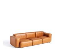 HAY Mags Soft Low sofá de 3 plazas Sense cognac-costura gris claro