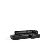HAY Sofá modular Quilton combinación 21 con chaise longue derecha piel Sense black