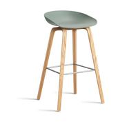 HAY Taburete alto About a Stool 32 con base de roble lacado 2.0 Fall green-soporte de acero inoxidable