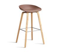 HAY Taburete alto About a Stool 32 con base de roble lacado 2.0 Soft brick-soporte de acero inoxidable