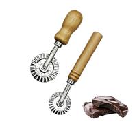 HAYGEM 2 Piezas Corta Pizza Aleación de Zinc, Cortador de Masa Estilo Rodillo, 16 CM y 14 CM Cortapastas Mango de Madera, Utensilios de Repostería Adecuados para Pizza, Pasta y Galletas