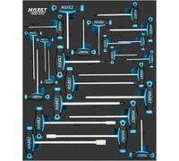 HAZET 163D-5/24 Juego de llaves de vaso de 24 piezas, 2 - 13 mm, T6 - T45, mango ergonómico en T de 2 componentes, incluye sistema de seguridad con inserto de espuma blanda".