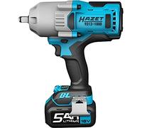 HAZET 9212-1000/3 - Llave de impacto inalámbrica (12,5 mm (1/2"), potencia de liberación máxima: 1400 Nm, incluye cargador y batería de 5 Ah