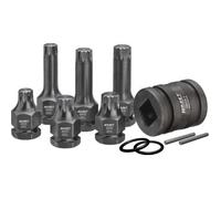 Hazet 990s/11 Juego De Llaves De Vaso Destornillador De Impacto ∙ Cuadrado Hueco 3/4 Pulgadas (20 Mm), Cuadrado Hueco 1/2 Pulgadas (12,5 Mm), Hexágono Exterior 24 Mm ∙ Perfil Con Estriado Interior Xzn