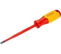 HAZET Destornillador VDE 811KV-65, SW 1,2x6,5 mm perfil ranurado, con aislamiento de protección hasta 1000V, caperuza de impacto, diseño antideslizamiento, codificación por colores