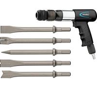 Hazet Juego de cinceles 9035H/5, 5 piezas, cincel plano 175 mm, cincel para cortar chapa 177,5 mm, cincel puntiagudo 174 mm, cincel para cortar remaches 174 mm, cincel para cortar curvas 176,5 mm