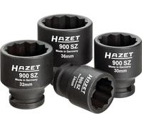 Hazet Juego de llaves de vaso 900SZ/4, Juego de herramientas, juego de llaves de vaso para el manejo de máquinas, accionamiento: cuadrado 12,5 mm (1/2 pulgada), salida: hexágono exterior doble