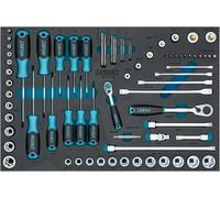 Hazet Juego de llaves de vaso de 75 piezas 163-53/75N, 10-22 mm, E4-E24, T6-T60, TORX interior-exterior, TORX inviolable, incl llave de estrella, carracas reversibles y puntas