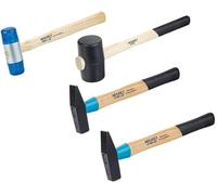 Hazet juego de martillos 2140/4, 4 piezas, martillo de cerrajero 300 g y 500 g, martillo de plástico con cabezas intercambiables, martillo de goma, mayor vida útil gracias a BluGuard