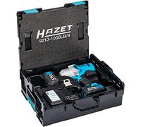 HAZET, Llave de impacto a batería 9213-1000LB/4, Herramienta para aflojar y apretar componentes, Simple, flexible, Juego de 4 piezas en L-Boxx, Pardeapriete máximo 1400 nm, Escuadra 20 mm