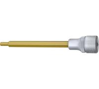 HAZET Llave de vaso para destornillador 986SL-5, 1/2 pulgadas, hexagonal interior, 5 mm, revestimiento de TiN, 140 mm de longitud, para accionamiento manual, DIN 7422