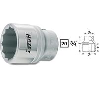 Hazet Llave Vaso de Impacto 34mm 3/4" 20mm Doble Hexagonal 1000Z-34