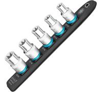 Hazet Smart-Rail 900E-SR/5, parte inferior magnética con 5 llaves de vaso, accionamiento: cuadrado 12,5 mm (1/2 pulgada), salida: perfil externo TORX, raíl de plástico para llaves de vaso