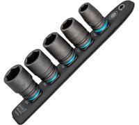 Hazet Smart-Rail 900S-SR/5, parte inferior magnética con 5 ranuras, accionamiento: cuadrado 12,5 mm (1/2 pulgada), salida: hexágono exterior, raíl de plástico para llaves de vaso
