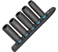 Hazet Smart-Rail 900Slg-SR/5, parte inferior magnética con 5 ranuras, accionamiento: cuadrado 12,5 mm (1/2 pulgada), salida: hexágono exterior, raíl de plástico flexible para llaves de vaso