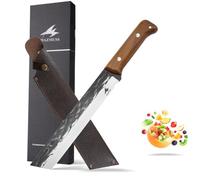 HAZMUSS Cuchillo Para Trinchar, Cuchillo Para Sandía de 19,6 cm, Mango de Nogal Negro, Funda de Cuero, Adecuado Para Cortar Frutas, Asar y Rebanar