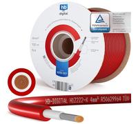 hb-digital 100m Cable solar 4 mm2 certificado TÜV Rheinland H1Z2Z2-resistente a los rayos UV flexible, cobre puro 1500 V cable de extensión fotovoltaico para panel solar inversor rojo