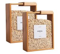 Hbbgdiy 2pcs 9.1x6.8x3.2 Pulgadas Conjunto de contenedores de Cereales de bambú, dispensador de arroz hermético con Tapas extraíbles, contenedores Transparentes de Almacenamiento de harina y Granos