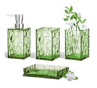 HBlife Juego de Accesorios de baño Modernos de acrílico Verde Salvia con Soporte para Cepillo de Dientes, dispensador de jabón, Vaso, jabonera