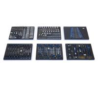 HBM Bandejas organizadoras con set de herramientas 245 piezas, para carro de herramientas, azul