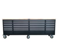 HBM Carro de herramientas con encimera de madera, 258 cm, negro
