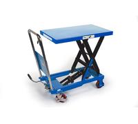 HBM Mesa de trabajo móvil / mesa elevadora 500 kg, azul