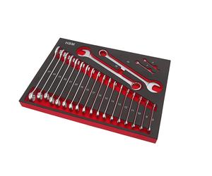 HBM Professional 22 Piece Ring - Juego de llaves inglesas con incrustaciones de espuma