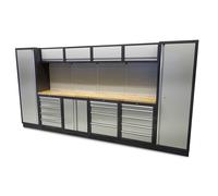 HBM Sistema de taller modular profesional, 16 piezas, negro gris