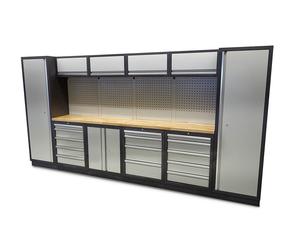 HBM Sistema de taller modular profesional, 16 piezas, negro gris