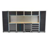 HBM sistema de taller modular profesional deluxe, 16 piezas, negro azul