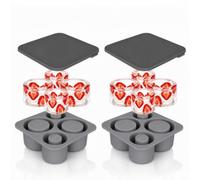 Hbzunt 2 moldes para cubitos de hielo para Stanley Cup, 14-40 onzas | Molde de silicona reutilizable para helado con tapa, 4 grandes, sin BPA, moldes para cubitos de hielo para bebidas