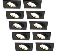 HCFEI Foco empotrable LED ultraplano de 425 lúmenes, 230 V, 5 W, carcasa cuadrada regulable, giratoria, negro (10 - blanco neutro)