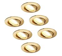 HCFEI Foco LED empotrado, regulable, oro mate, redondo, giratorio, 5 W, plano, 230 V, foco empotrado, orificio de taladro de 68 mm, ángulo de haz de 120°, blanco neutro, 4000 K (Pack de 6)