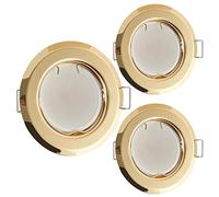 HCFEI Foco LED plano empotrable ultra plano dorado con módulo de foco LED 230 V I 3 W 320 lúmenes I ángulo de haz de 120° I regulable I 55 mm recortado I luz empotrable redonda (paquete de 3 - blanco
