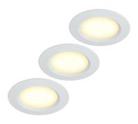 HCFEI Juego de 3 luces LED empotrables para muebles 12 V ultraplanas de 3 W con orificio de 55 mm y cable de 2 m IP44 para espejos, armarios, muebles y gabinetes (blanco 3000K)