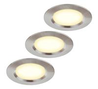 HCFEI Juego de 3 luces LED empotrables para muebles de 12 V, ultra planas, 3 W, orificio de 55 mm, con cable de 2 m, IP44, focos de techo para armarios de espejo, vitrinas, muebles y armarios (acero)