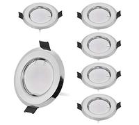 HCFEI Juego de 6 focos LED empotrables planos ultraplanos en cromo cepillado con módulo LED de 230 V I 3W 300 lm I blanco cálido 3000K I ángulo de haz de 120 ° I Regulable I 55 mm orificio empotrable