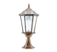 HCIPJQY Farola Solar Europea Para Exteriores, Lámpara De Columna Solar Rústica De Granja Con Base De Montaje En Pilar, Iluminación De Terraza De Bronce Antiguo, Accesorio De Farola Exterior Para